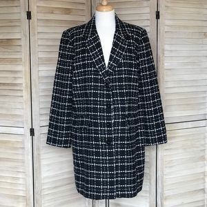 Avenue Black and White Window Pane Plaid Coat 2X